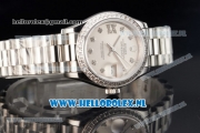 Rolex Datejust Swiss ETA 2671 Automatic Steel Case with Silver Dial Diamonds Markers Diamonds Bezel and Steel Bracelet (BP)