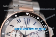 Cartier Calibre de Cartier Diver Miyota OS20 Quartz Steel Case with White Dial Two Tone Bracelet and PVD Bezel