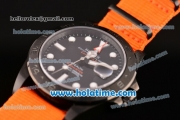 Rolex Pro-Hunter Explorer II Asia 2813/Swiss ETA 2836/Clone Rolex 3187/Super Clone 3187 Automatic Full PVD with Black Dial and Orange Nylon Strap - 1:1 Original (BP)