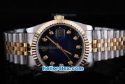 Rolex Datejust Oyster Perpetual Automatic Two Tone with Bue Dial-Diamond Marking and Gold Bezel