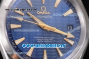Omega Seamaster Aqua Terra 150 M Clone 8500 Automatic Steel Case Blue Dial Blue Leather Strap and Stick Markers (EF)
