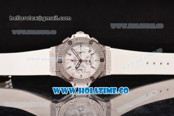 Hublot Big Bang Chrono Miyota OS20 Quartz Diamonds/Steel Case with White Dial and Diamonds Bezel