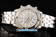 Breitling Chronomat B01 Chronograph Miyota Quartz Movement White Dial with Stick Markers-Steel Strap