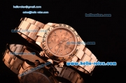 Rolex Daytona Chronograph Swiss Valjoux 7750-SHG Automatic Rose Gold Case with Stick Markers and Rose Gold Strap