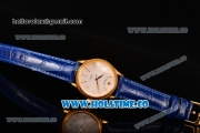 Rolex Cellini Time Asia 2813 Automatic Yellow Gold Case with White Dial Blue Leather Strap and Stick Markers