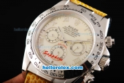 Rolex Daytona Automatic Movement MOP Dial with Roman Markers and Yellow Leather Strap