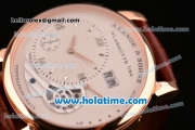 A.Lange&Sohne Lange 1 Tourbillon Asia Automatic Rose Gold Case with Brown Leather Bracelet and White Dial