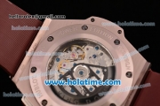 Hublot King Power Chrono Swiss Valjoux 7750 Automatic Rose Gold Case with Brown Rubber Strap and Rose Gold Markers (YR)