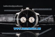 IWC Portuguese Chrono Swiss Valjoux 7750 Automatic Steel Case with Black Dial and Black Leather Strap Arabic Numeral Markers (ZF)