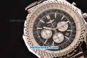 Breitling for Bentley Motors Quartz Chronograph Movement Full Steel with Black Dial and Silver Stick Marker