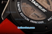 Tag Heuer Grand Carrera Calibre 17 Swiss Valjoux 7750 Automatic Movement Black Titanium Case with Black Dial and Leather Strap