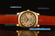 Rolex Cellini Swiss Quartz Yellow Gold Case with Silver Dial and Brown Leather Strap-Roman Markers