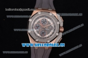 Audemars Piguet Royal Oak Offshore Chronograph Michael Schumacher Clone AP Calibre 3126 Automatic Rose Gold Case with Black Dial Stick Markers and Grey Rubber Strap (J12)