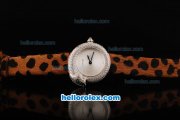 Cartier Classic Swiss Quartz Movement Steel Case with Diamond Bezel-White Dial and Leopard Leather Strap