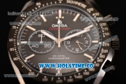 Omega Speedmaster Moonwatch Co-Axial Chronograph Miyota Quartz PVD Case with Black Dial and White Stick Markers