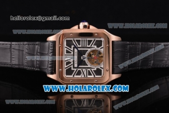 Cartier Santos Tourbillon Asia Automatic Rose Gold Case with Black Dial and Roman Numeral Markers