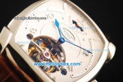 Parmigiani Kalpa XL Swiss Tourbillon Manual Winding Movement Steel Case with Brown Leather Strap