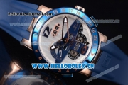 Ulysse Nardin Executive Dual Time & Big Date Asia ST25 Automatic Rose Gold Case White Dial Blue Bezel and Blue Rubber Strap