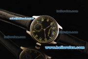 IWC Portuguese Manual Winding Movement Steel Case with Yellow Markers and Black Leather Strap