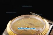Rolex Datejust Automatic Movement Gold Dial with Gold Stick Markers and Steel Case-18K Gold Never Fade