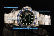 Rolex GMT-Master II Swiss ETA 2836 Automatic Movement Steel Diamond Case and Strap with White Markers and Diamond Bezel