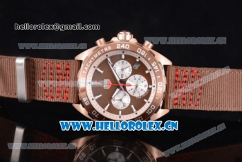 Tag Heuer Formula 1 Miyota Quartz Rose Gold Case with Stick Markers Brown Dial and Brown Nylon Strap