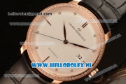 Girard Perregaux 1966 9015 Auto Rose Gold Case with White Dial and Black Leather Strap