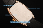 Franck Muller Casablanca Swiss Quartz Movement Rose Gold Case with Diamond Dial with Black Leather Strap