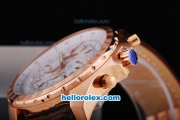 Breitling for Bentley Motors T Working Chronograph Rose Gold Case with White Dial Brown Leather Strap
