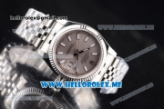 Rolex Datejust Clone Rolex 3135 Automatic Stainless Steel Case/Bracelet with Grey Dial and Stick Markers (BP)