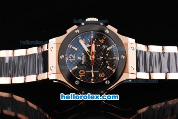 Hublot Big Bang Swiss Valjoux 7750 Automatic Movement Full Rose Gold with Black Bezel and Black Grid Dial