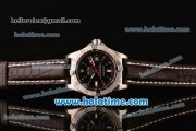 Breitling Avenger Seawolf Swiss ETA 2836 Automatic Stainless Steel Case with Brown Leather Bracelet Black Dial and Stick Markers