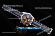 Breitling Chronomat Evolution Swiss Valjoux 7750 Automatic Steel Case with Blue Dial and Yellow Gold Arabic Numeral Markers (BP)