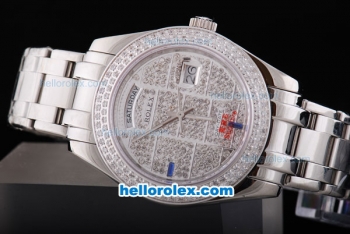 Rolex Day-Date Oyster Perpetual Automatic Full Diamond Bezel and Dial-Big Calendar