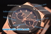 Hublot Classic Fusion Chrono Miyota Quartz Rose Gold Case with PVD Bezel and Grey Dial