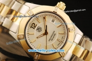 Tag Heuer Aquaracer Swiss ETA Quartz Movement Gold Bezel with Diamond - Silver Dial and Two Tone Strap