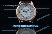 Jaeger-LECoultre Master Grande Ultra Thin Miyota 9015 Automatic Rose Gold Case with Sector Dial Arabic Numeral Markers and Brown Leather Strap