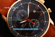 IWC Portuguese Yacht Club Chronograph Quartz Movement Rose Gold Case with Brown Dial and Leather Strap