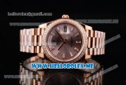 Rolex Day-Date Swiss ETA 2836 Automatic Rose Gold Case/Bracelet with Silver Dial and Stick Markers Diamonds Bezel (BP)