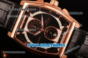 IWC Da-Vinci Chrono Miyota Quartz Rose Gold Case with Black Leather Strap and Black Dial