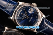 Rolex Day-Date Asia 2813/Swiss ETA 2836/Clone Rolex 3135 Automatic Steel Case with Roman Numeral Markers and Blue Dial (BP)