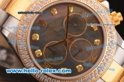 Rolex Daytona Swiss Valjoux 7750 Automatic Two Tone with Diamond Bezel and Black MOP Dial