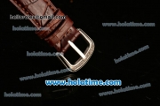Franck Muller Cintree Curvex Ronda 762 Quartz Steel/Diamond Case with Diamond Dial and Brown Leather Strap