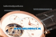 Vacheron Constantin Traditionnelle Tourbillon Manual Winding Rose Gold Case with White Dial and Black Leather Strap