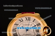 Cartier Ballon Bleu De Medium Asia 4813 Automatic Yellow Gold Case with Silver Dial and Yellow Leather Strap - Roman Numeral Markers (GF)