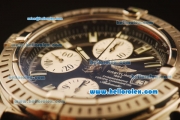 Breitling Chronomat Evolution Swiss ETA 7750 Automatic Steel Case with Black Dial and Black Leather Strap