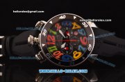 Gaga Milano Chrono 48 Miyota OS20 Quartz PVD Bezel with Black Dial and Colorful Numeral Markers