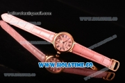 Cartier Ballon Bleu De Small Swiss Quartz Rose Gold Case with Pink Dial Black Roman Numeral Markers and Pink Leather Strap