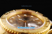 Rolex Yachtmaster Swiss ETA 2836 Automatic Movement Full Gold Case/Strap with Silver-Grey Dial and White Hour Marker