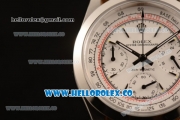 Rolex Explorer Chronograph Miyota OS20 Quartz Steel Case with White Dial and Brown Leather Strap
